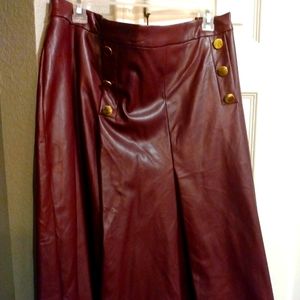 SOLD 2 Foe Leather skirts Olive green and Wine